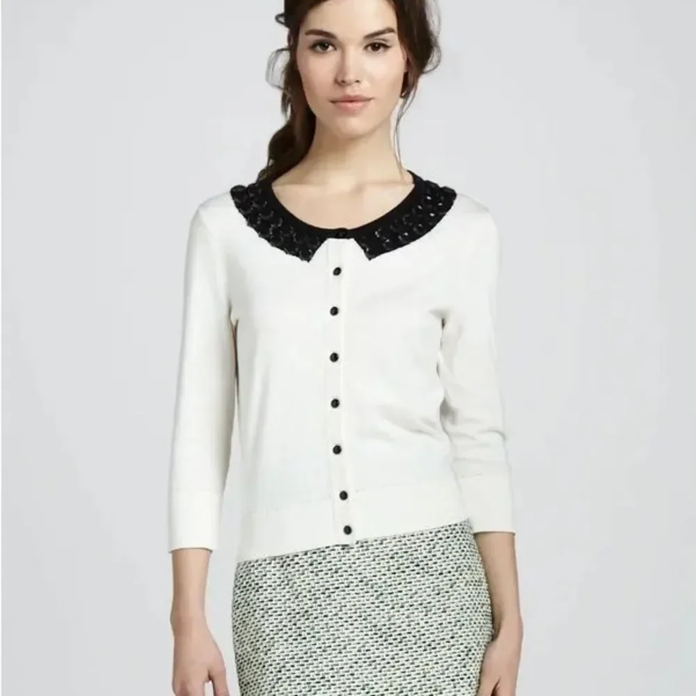 Kate Spade New York  Live Colorfully Jeweled Collar Cardigan, Size S